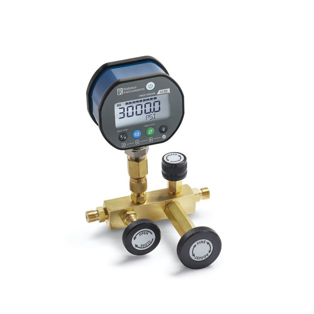 Colector de calibración QTCM-KIT1-GP de Ralston Instruments, manómetro LC20 de 1000 psi, mangueras y adaptadores